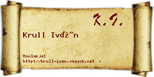 Krull Iván névjegykártya